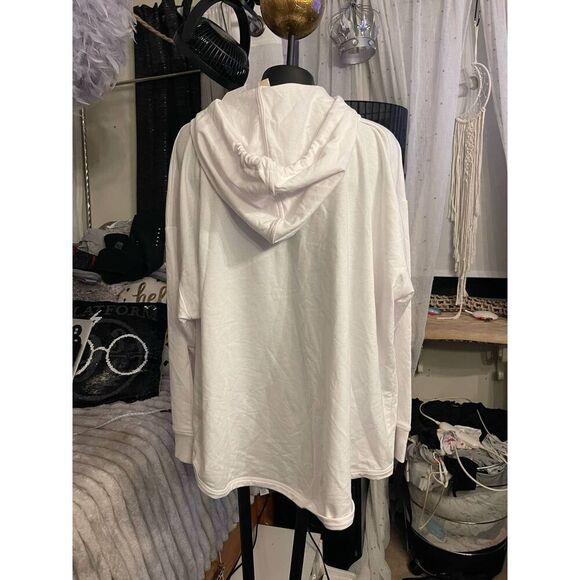 MK Michael kors black/white logo plus size hooded top shirt nwt 1xl - Picture 5 of 6